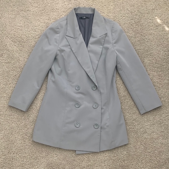 Papaya Jackets & Coats Papaya Light Double Breasted Gray Blazer